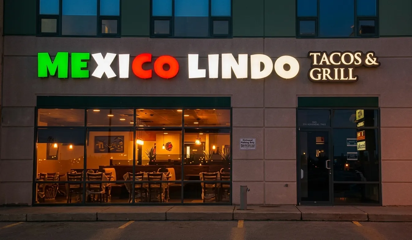 Mexico Lindo Tacos & Grill restaurant interior on Broadmoor Blvd in Sherwood Park